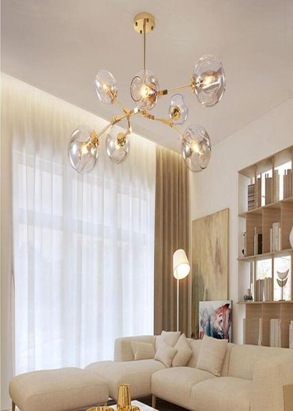 Lampadario a led in vetro nordico Illuminazione Lampada a sospensione moderna a sfera per sala da pranzo Lampadari da cucina Lampada a soffitto Lustre6697578