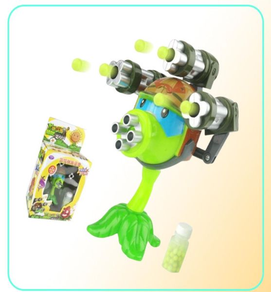 interessante Plants vs Zombies anime Figura Modelo Toy Gatling Pea shooter 3 armas Brinquedo de lançamento de alta qualidade para crianças presente LJ200924615531817813