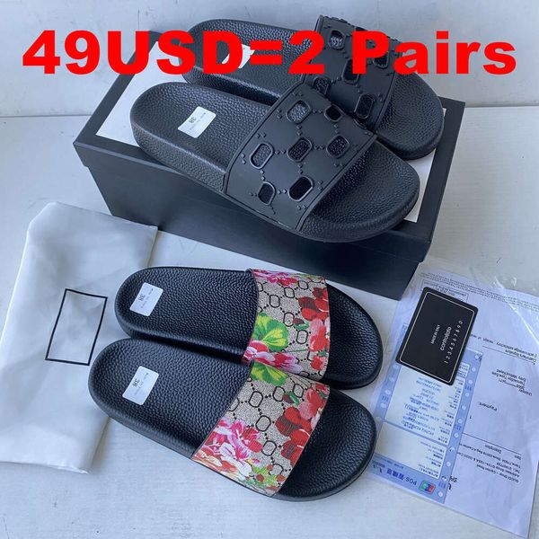 10A 49USD = 2 pares! Designer chinelo luxo homens mulheres sandálias de flores de alta qualidade marca slides menor preço