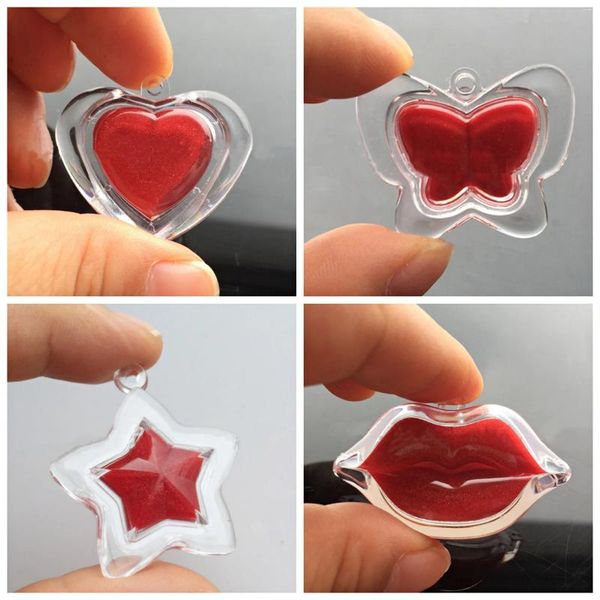 Garrafas de armazenamento vazias 1g pequena amostra teste borboleta cinco estrelas coração boca forma batom caixa de embalagem diy com gancho 100 peças