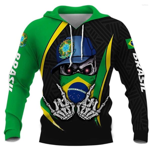 Herren-Kapuzenpullover, Kapuzenpullover mit brasilianischer Flagge, Jersey, Street-Style, Fleece-Pullover, XS-7XL, europäische Größe