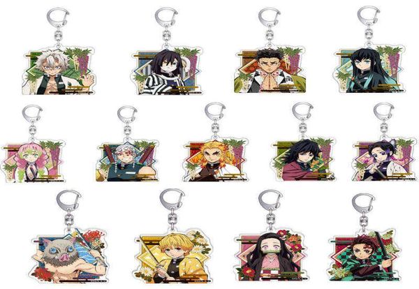 20 pz/lotto Demone Portachiavi Anime Kimetsu No Yaiba Kamado Tanjirou Acrilico Figura Portachiavi Ciondolo Gioielli All'ingrosso AA2203189757813