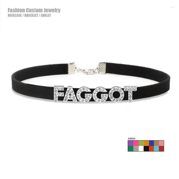 Choker Einzigartiger Buchstabe FAGOT Halskette Männer DIY Erwachsene Cosplay Benutzerdefinierter Namenskragen Wildleder Leder Chocker Personalisierter Schmuck Hombre