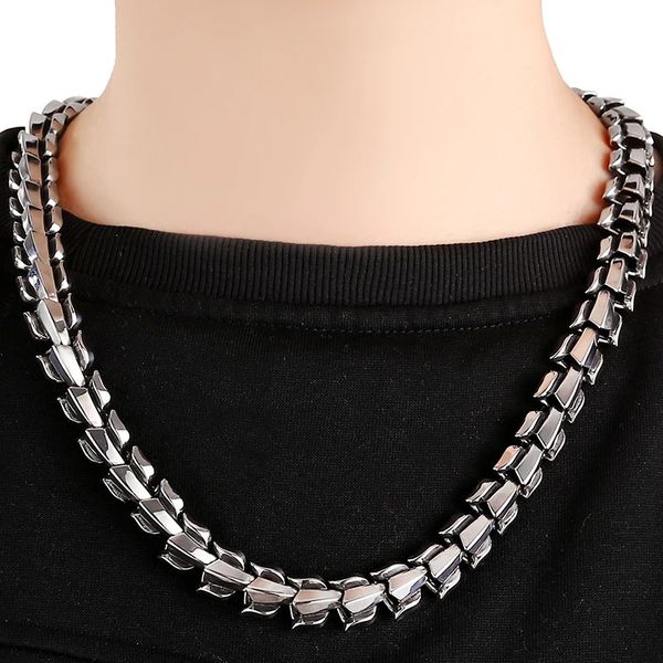 Punk Rocker 15 MM Drachen Kiel Kette Choker Halskette Für Männer Solide Edelstahl Herren Auf Hals Schmuck Zubehör Geschenke für 240104