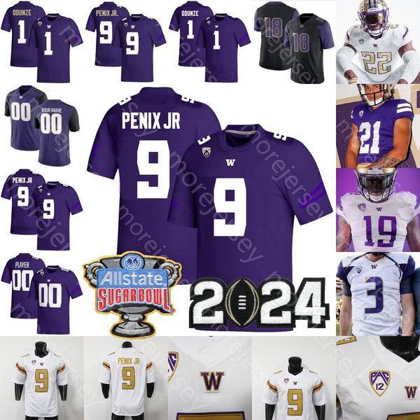 2024 Playoff Sugar Bowl Washington Huskies Futbol Forması NCAA Koleji Michael Penix Jr. Roma Odunze Jalen McMillan Nixon Edefuan Ulofoshio Bernard