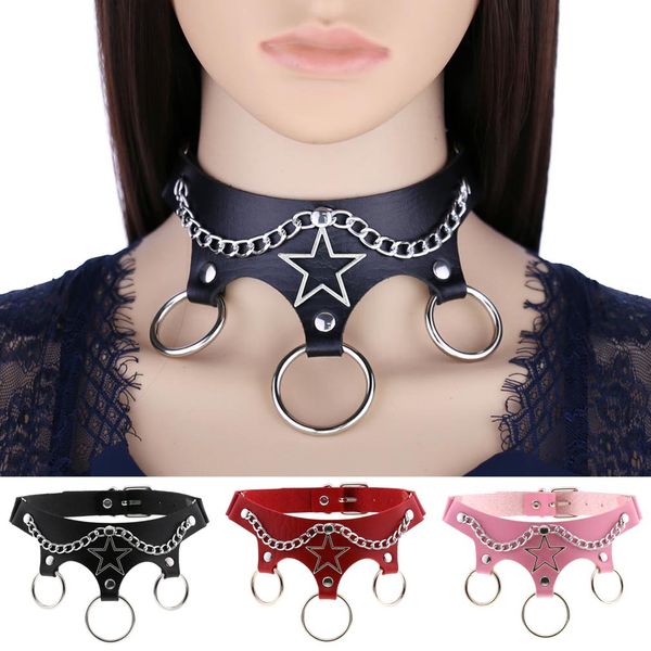 Palco desgaste acessórios de dança sexy punk egirl gargantilha colar de couro gargantilha sm bondage cosplay goth mulheres gótico masculino colar harajuku acessórios