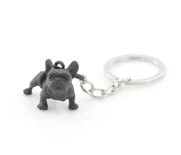 Metal preto bulldog francês chaveiro bonito cão animal chaveiros feminino saco charme jóias para animais de estimação presente todo a granel lotes 5246915