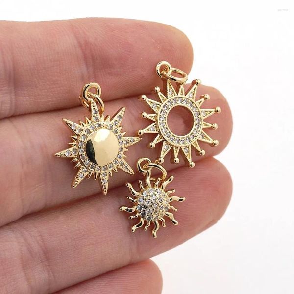 Colares Pingente Tendência CZ Sun Colar À Prova D 'Água Banhado A Ouro Incrustado Zircão Handmade Acessórios de Verão Descobertas de Jóias