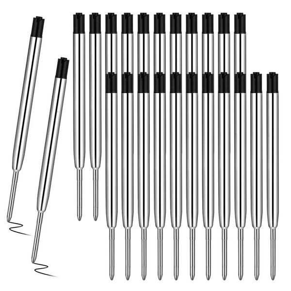 1020pcs 9,9 cm caneta esferográfica de metal recargas azul preto hastes de tinta 1,0 mm ponto médio rolo canetas esferográficas recarga 240105