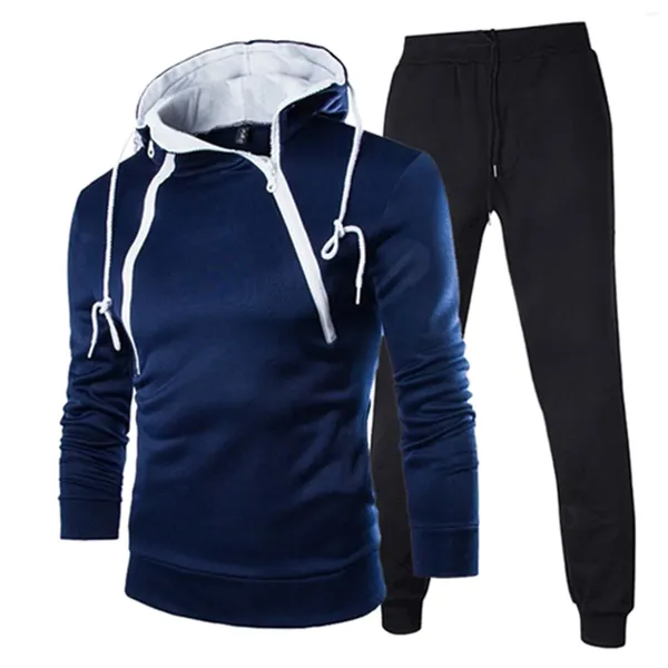 Set da corsa Tute da uomo Set Primavera Autunno Felpa con cappuccio a maniche lunghe Cerniera Pantaloni da jogging Patchwork Tuta da corsa fitness Abbigliamento casual