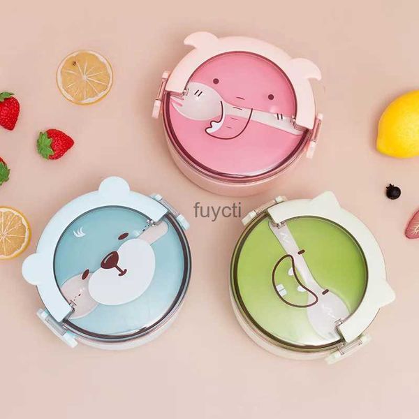 Bento Kutular 800ml Taşınabilir Öğle Yemeği Kutusu Sevimli Yuvarlak Karikatür Mikrodalgada Yemek Konteyneri Çocuklar İçin Çocuklar Okul Ofisi Kawaii Bento Kutuları YQ240105