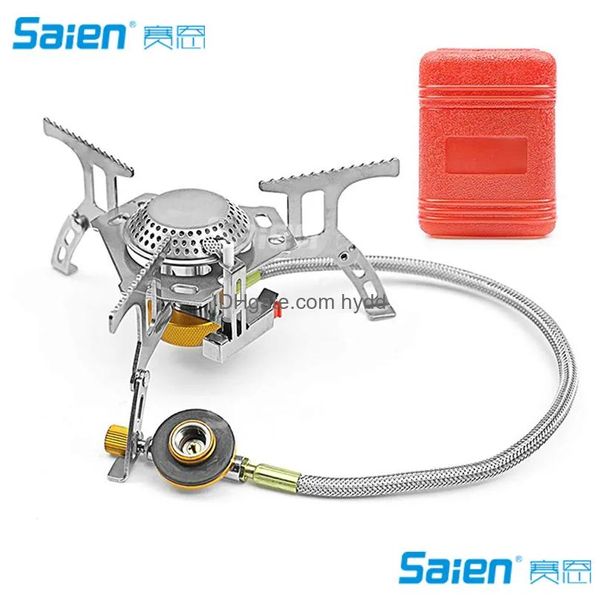 Stufe Cam Stove Tralight Mini bruciatore a gas portatile da esterno Butano Propano Attrezzatura da picnic Zaino in spalla4626529 Drop Delivery Sports O Dh9Ug