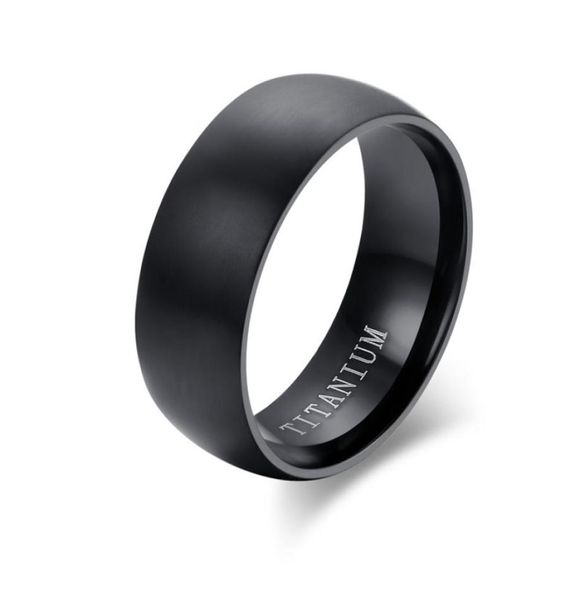 Aliança de casamento básica masculina em aço titânio preto anel de noivado cúpula charme fosco acabado joias masculinas bague masculinos anillos2208594