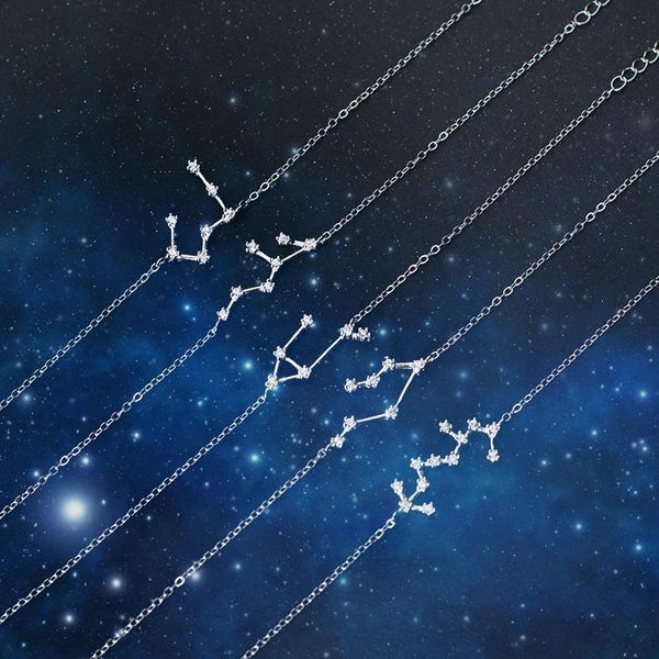 Bangle Modian Clássico Constelação Requintado Pulseiras Sterling Sier Simples Leo Virgo Libra Cadeia Pulseira para Mulheres Jóias
