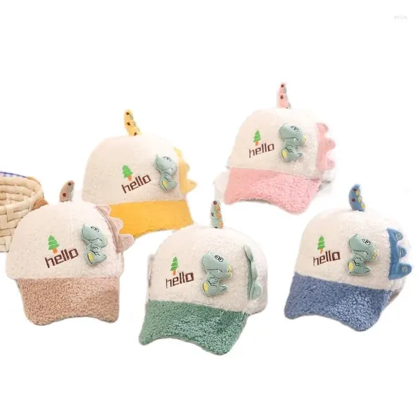 Berretti da baseball Cartoon Peluche Dinosauro Berretto da baseball per bambini Orecchio Cappello per visiera per bambini Outdoor Ragazzi Ragazze Sport antivento