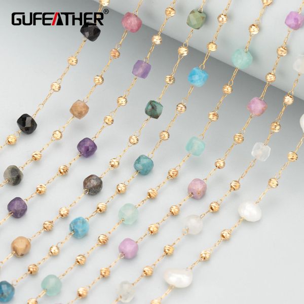 Коробки Gufeather C307, цепочка своими руками, без никеля, позолота, медь, натуральный камень жемчуг, изготовление ювелирных изделий, ожерелье-браслет своими руками, 50 см/лот