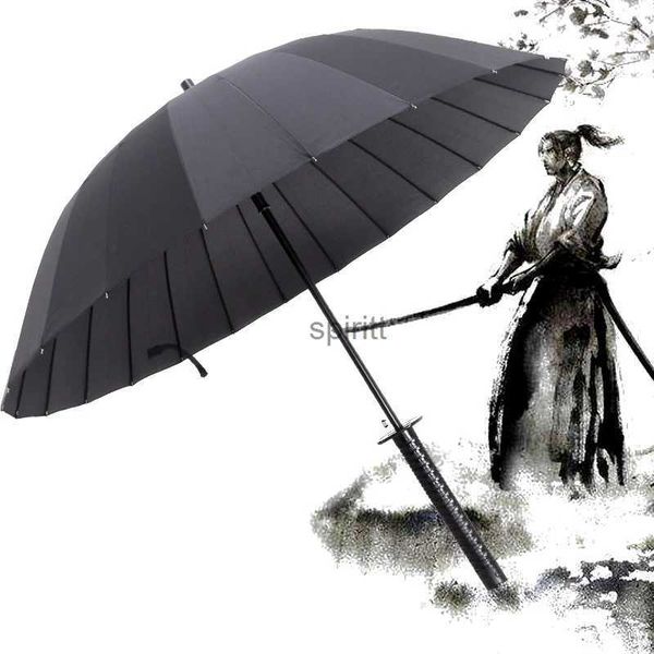 Umbrellas Japanese Samurai Umbrella Strong Windproof Semi Automatic Long Umbrella Large Man And Women's Business Umbrellas Mens Paraguas YQ240105