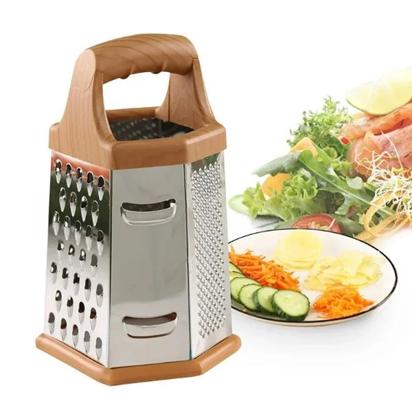 Aço inoxidável multifuncional ralador de legumes 6 lados lâminas caixa slicer cozinha manual batata alho pasta fazer ferramentas 240104