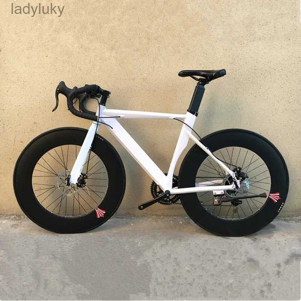 Biciclette Bici da strada interamente in lega di alluminio 700C 48 cm 52 cm Bicicletta da strada con ruota a raggi da 40 mm e freno a discoL240105