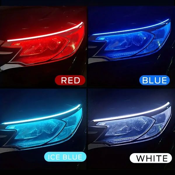 Strisce luminose decorative a LED da 23,62 pollici con indicatori di direzione fluidi - Luci di marcia diurna universali per auto per un elegante look di scansione all'avvio!