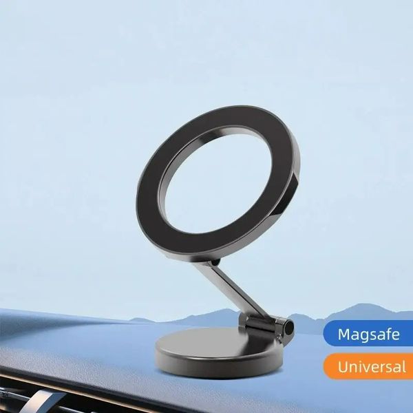 Suporte magnético dobrável para carro MagSafe para carro 360 ° giratório com mãos livres para iPhone Suporte para carro Suporte para painel adequado para smartphones e tablets