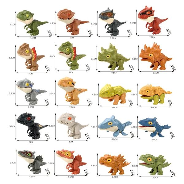 Modelo de dinossauro dos desenhos animados mordida dedo simulação dinossauros brincadeira truque brinquedos engraçados multi articulações flexível ação móvel tiranossauro rex modelos