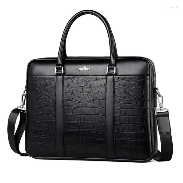 Aktentaschen 2024 Luxus Krokodil Muster Split Leder Business herren Aktentasche Designer Schulter Tasche Männer Messenger Laptop Computer