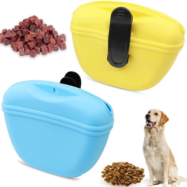 Силиконовая портативная сумка для дрессировки собак, сумка для лакомств для щенков, закуска, поясная сумка, сумка для кормления, карманная сумка для хранения еды, сумка с магнитной застежкой, зажим для талии HW0164