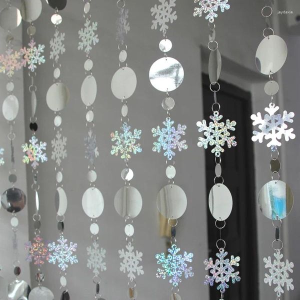 Noel dekorasyonları 10 şerit dekorasyon perdesi pvc payetler kar tanesi şenlikli parti malzemeleri kapalı ev