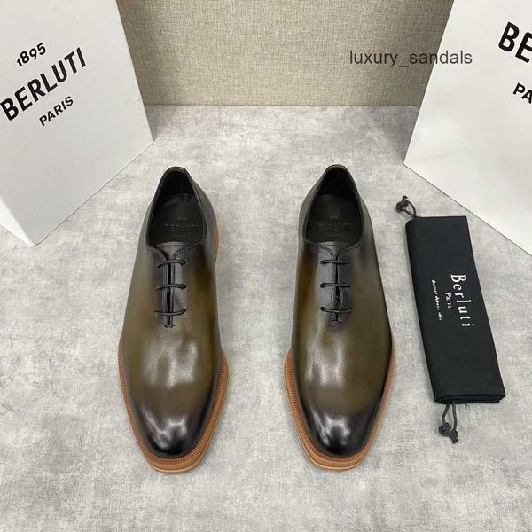 Berluti Herren-Kleiderlederschuhe, lässig Berluti Herrenkleid-Lederschuhe, lässig Berluti Herren-Lederschuhe mit 3 cm Schnürung, Derby-Schuhe für Herren, Urban WN-ZW2U