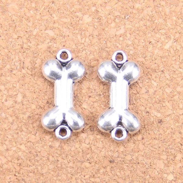 Encantos 68 peças conector de osso de cachorro 22x10mm pingentes antigos joias de prata tibetanas vintage faça você mesmo para pulseira colar