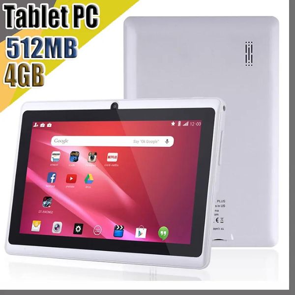 PC 20X DHL 2018 7 polegadas Capacitivo Allwinner A33 Quad Core Android 4.4 câmera dupla Tablet PC 4GB 512MB WiFi EPAD Youtube Facebook Goog