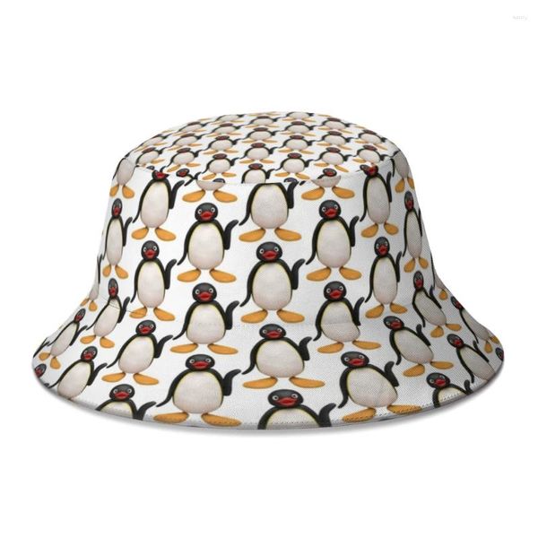 Berets pinguim dos desenhos animados pescador chapéu unisex harajuku bonito animal verão balde de pesca panamá gota