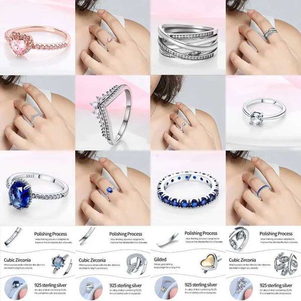 Vendita calda Anelli d'argento per le donne 100% 925 Sterling Princess Crown Sparkling Heart Cz Fine Engagement Wedding Jewelry
