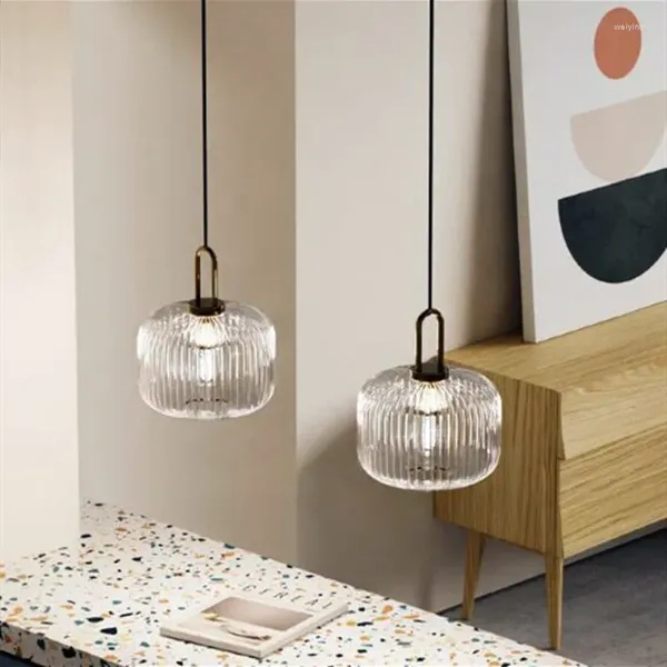 Lâmpadas pendentes estilo nórdico quarto lâmpada de vidro de cabeceira retro corredor varanda café cozinha decoração pequena luminária