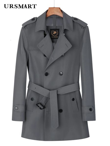 Médio longo blusão moda masculina trespassado marrom casual trench coat menspring e outono jaquetas finas S-6XL tamanho 240104