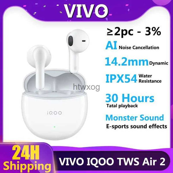 Handy-Kopfhörer 2023 neue IQOO TWS Air 2 TWS Kopfhörer Bluetooth 5.3 AI Call Noise Cancelling True Wireless Headset für IQOO 11S YQ240105