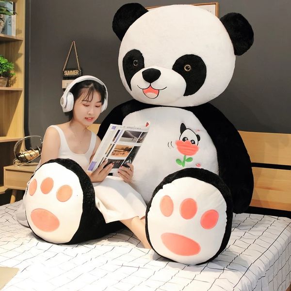 6080100 cm carino grande bambola panda peluche per peluche cuscino per bambini regali di compleanno gift di cartone animato giocattolo grande cuscino sul letto 240105