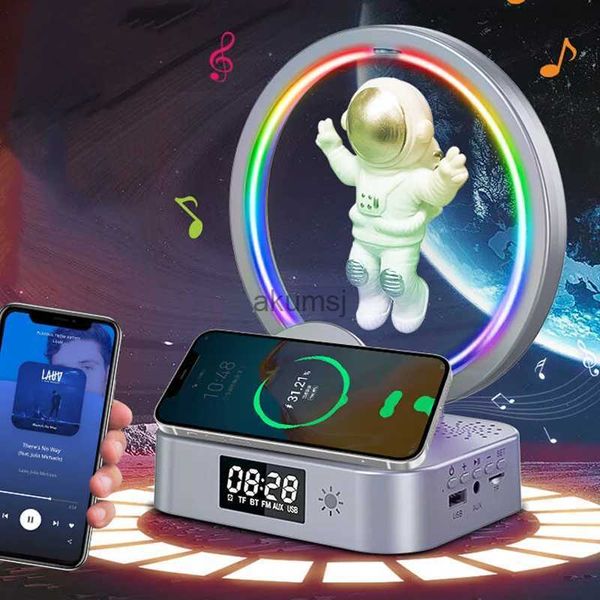 Drahtlose Ladegeräte 2023 Magnetschwebe-Bluetooth-drahtlos schwebende Astronautenlautsprecher Soundbox mit LED-Lichtshow Drahtloses Ladegerät YQ240105