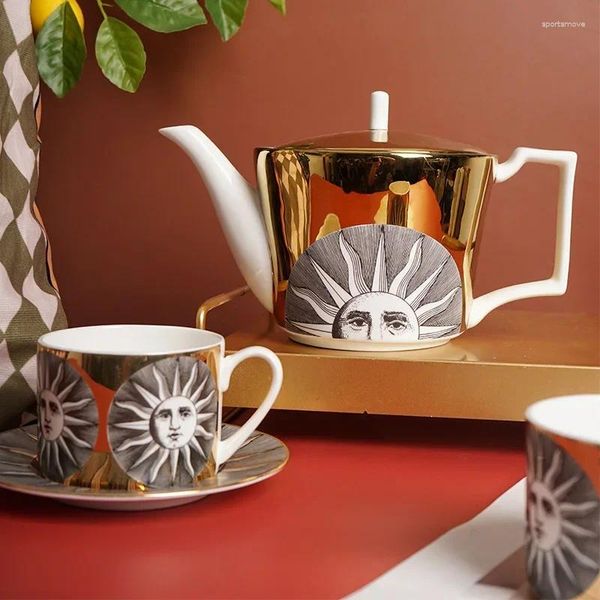 Canecas França Café Conjunto Europeu Lux Tarde Chá Requintado Caneca Italiana Handmade Black Cups Presentes