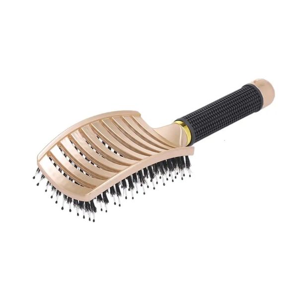 Javali escova de cabelo pente curvo ventilado estilo escova de cabelo desembaraçar massagem grossa secagem hairbush para 240105