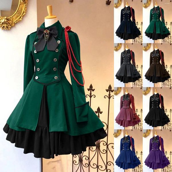 Sıradan Elbiseler Ortaçağ Rönesans Tatlı Lolita Elbise Kadınlar Vintage Falbala Bowknot Victorian Kawaii Kızlar Gotik Cosplay Vestidos 5xl