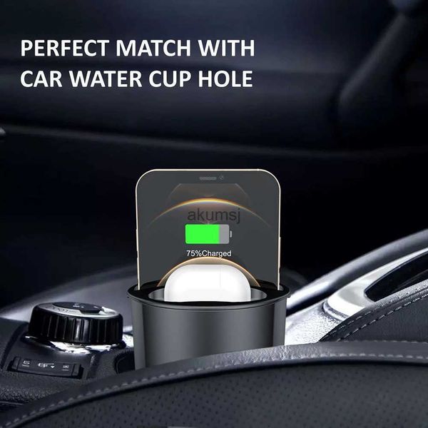 Cargadores inalámbricos Taza de cargador de coche inalámbrico rápido QI para 12 11 Pro Max XS XR 8 Plus Soporte de carga inalámbrico para S21 S20 / Note10 YQ240105