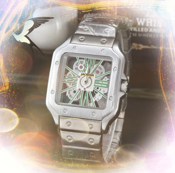 Di buona qualità quadrante quadrato cavo orologi da uomo stile moda vestito movimento al quarzo giapponese cinturino in pelle acciaio inossidabile orologio da polso casual business Montre De Luxe regali