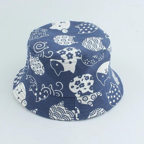 Berets Koreanische Jungen Mädchen Baby Hut Sommer Panama Eimer Hüte Kinder Mode Cartoon Sun Caps Bob Angeln