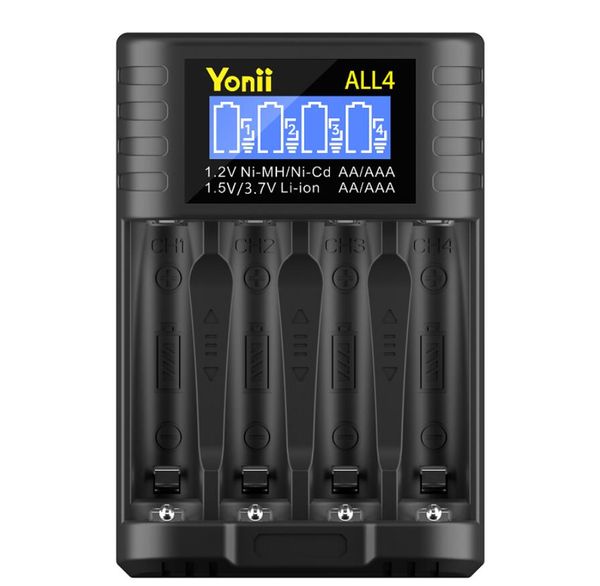 Yonii Çok Fonksiyonlu Fast Charger 1.5V 1.2V 4 Yuvalar AAAAA 1.5V şarj edilebilir Pil Tip C bağlantı noktası