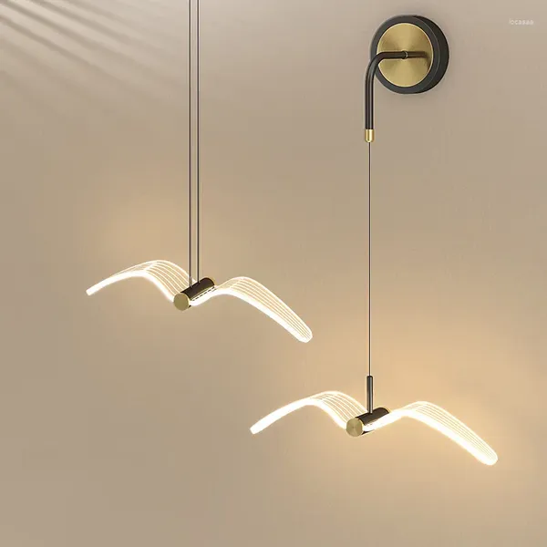 Lâmpada de parede LED Gaivota Luzes Modernas Criativas Nórdicas Pássaro Pendurado Quarto Cabeceira Sala de Estar Corredor Iluminação