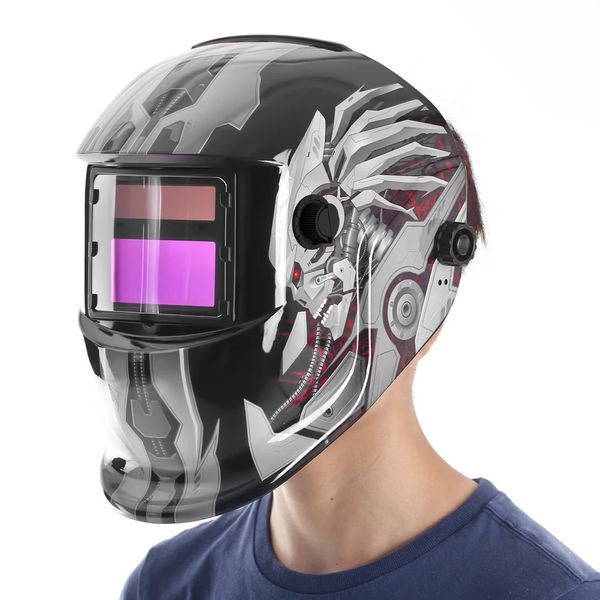 Casco per saldatura professionale ad energia solare con oscuramento automatico Saldatura TIG MIG Maschera per molatura Robot Style 240104