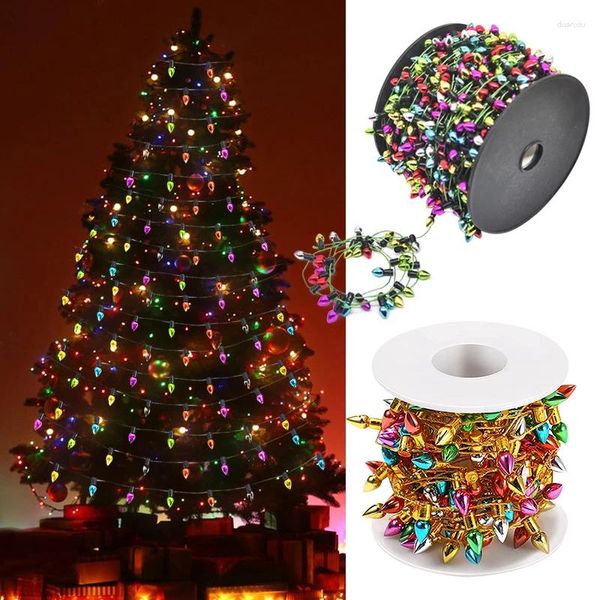 Рождественские украшения, 5 м/рулон, гирлянда, разноцветные лампочки, струны, рождественская елка, подарки на год для дома, украшения своими руками, не светодиодные 2024