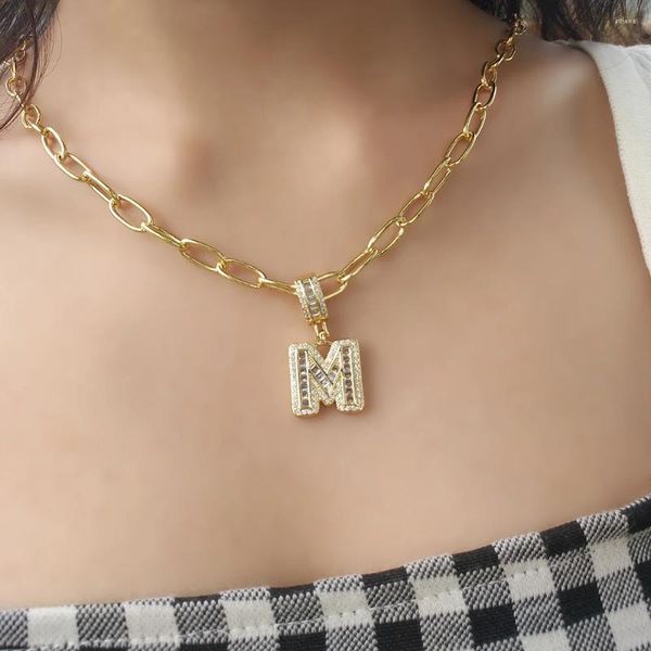 Anhänger Halsketten Name Halskette CZ Zirkonia Kristall Alphabet Für Männer Frauen Hip Hop 26 A-Z Buchstaben Initial Iniciales